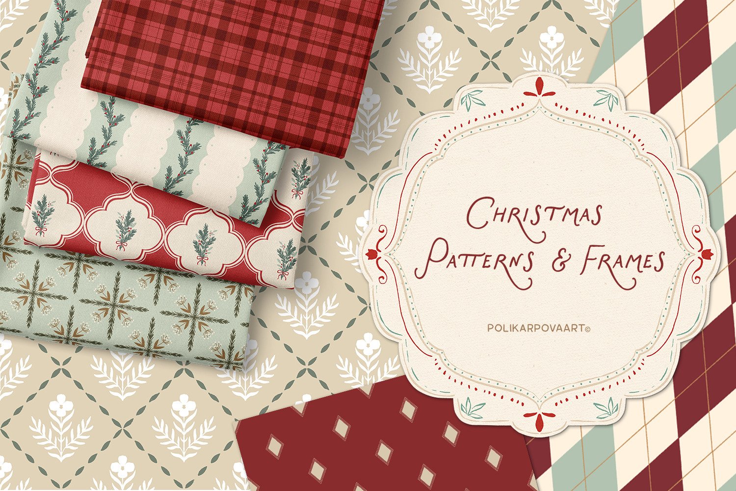 Collection "Christmas patterns and frames"