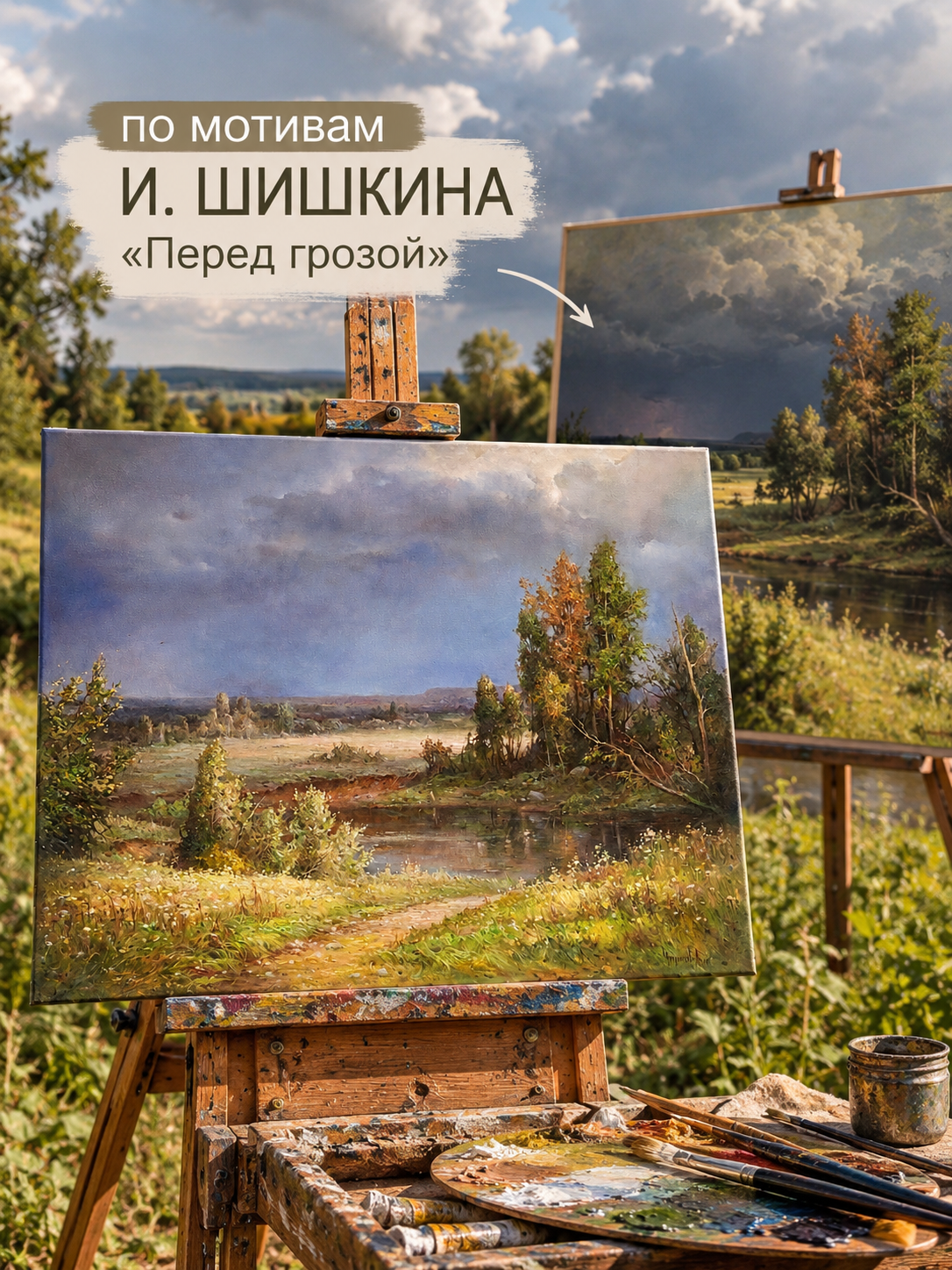Перед грозой 50×70 см — по мотивам И. Шишкина